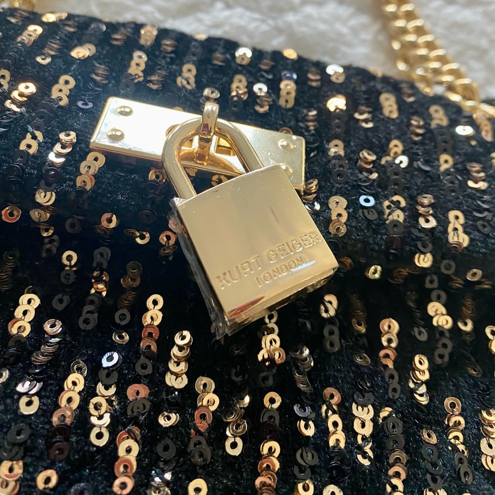 Black and gold sequin Kurt Geiger bag
